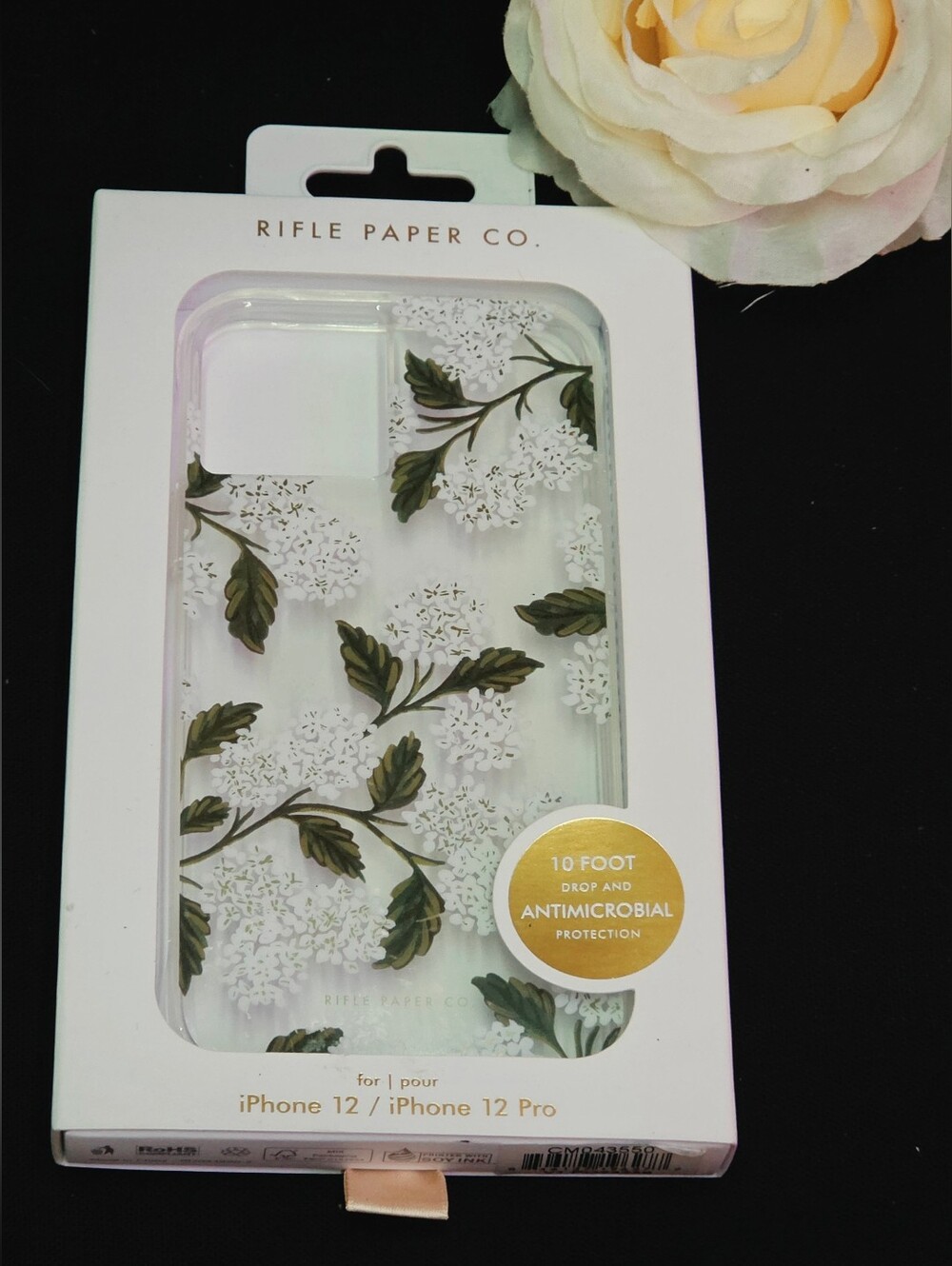 NIB Rifle Paper Co iPhone 12/12 Pro Hydrangea Clear Protective MagSafe Case